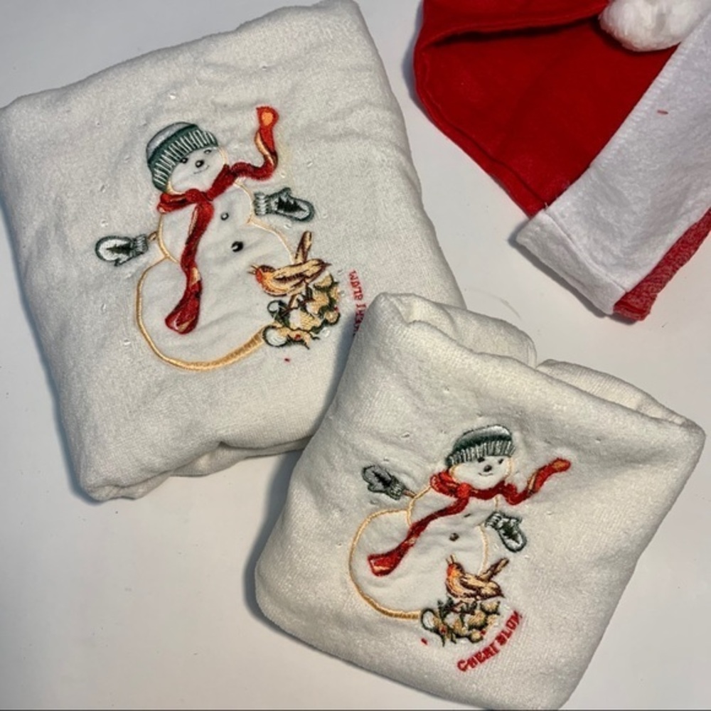 Vintage 1978 Avanti Snowman Christmas Bath Towels